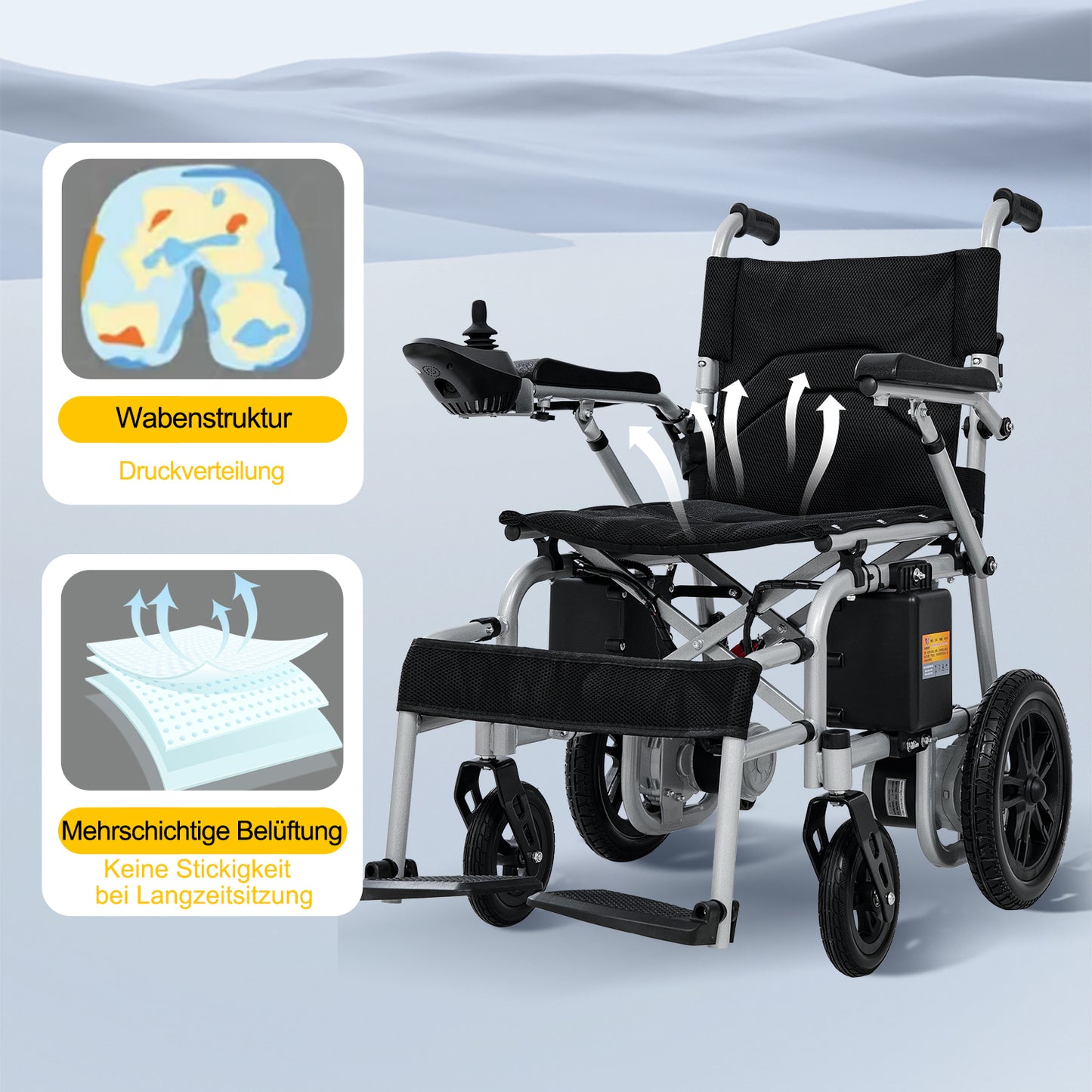 ByteTecpeak D12 Elektrischer Rollstuhl - 400W Motor, 12Ah-Akku, 20km Reichweite