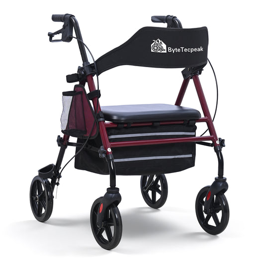 ByteTecpeak R4 Leichter faltbarer Rollator mit Sitz, Bremsen, Tasche