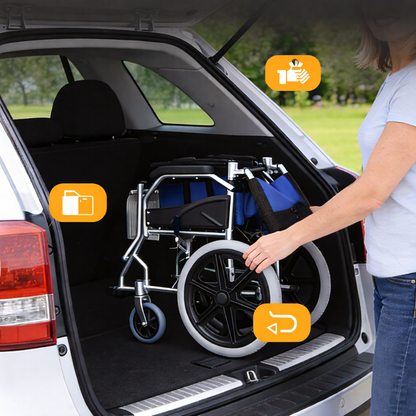 ByteTecpeak M3 Foldable Wheelchair – Sturdy, Lightweight, Aluminum Frame, 100 kg Capacity