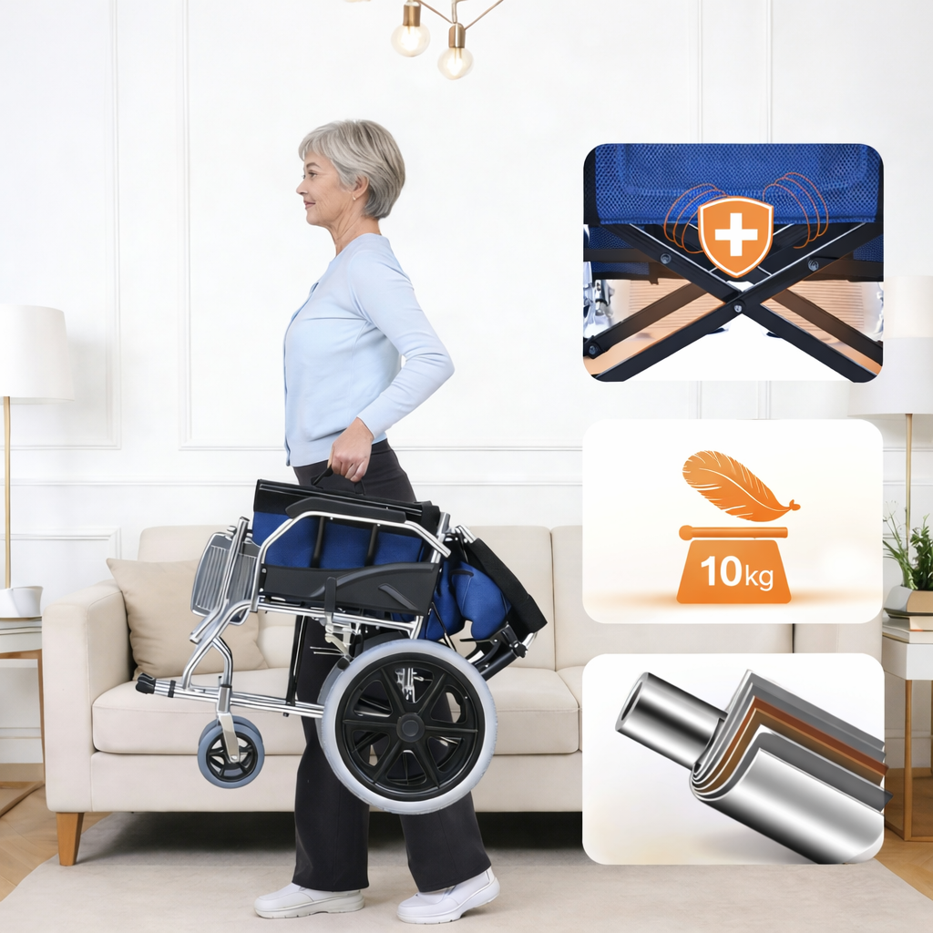 ByteTecpeak M3 Foldable Wheelchair – Sturdy, Lightweight, Aluminum Frame, 100 kg Capacity