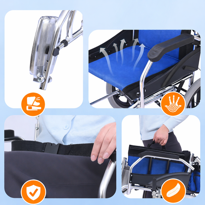 ByteTecpeak M3 Foldable Wheelchair – Sturdy, Lightweight, Aluminum Frame, 100 kg Capacity