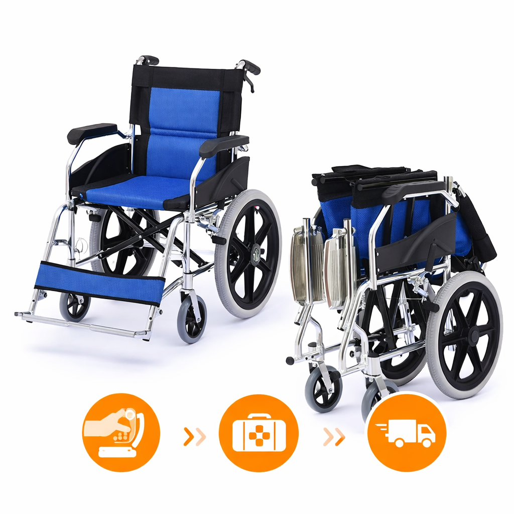 ByteTecpeak M3 Foldable Wheelchair – Sturdy, Lightweight, Aluminum Frame, 100 kg Capacity