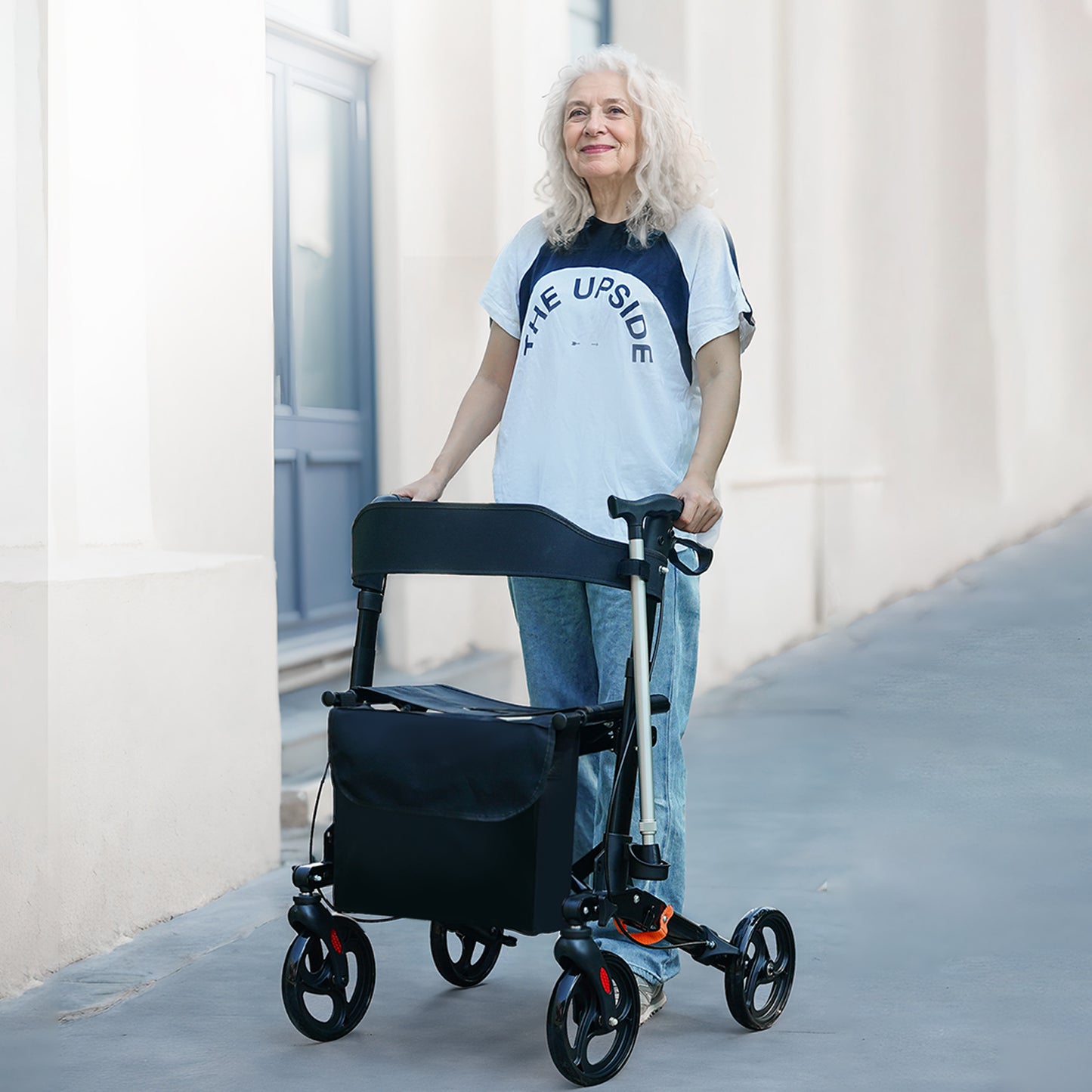 ByteTecpeak R1 Leichter, höhenverstellbarer Rollator mit Sitz, Faltbarer Gehwagen