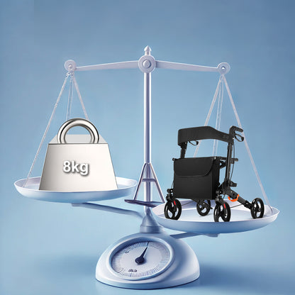 ByteTecpeak R1 Leichter, höhenverstellbarer Rollator mit Sitz, Faltbarer Gehwagen