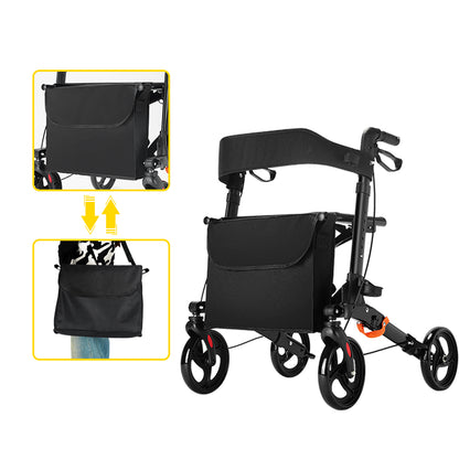 ByteTecpeak R1 Leichter, höhenverstellbarer Rollator mit Sitz, Faltbarer Gehwagen