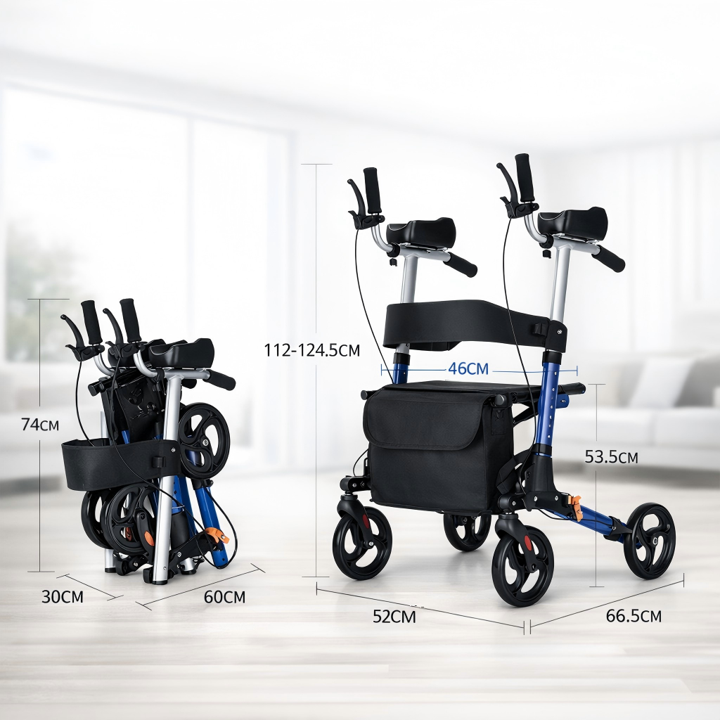 ByteTecpeak R2 Rollator Leggero con Seduta, Pieghevole e Regolabile in Altezza fino a 100 kg
