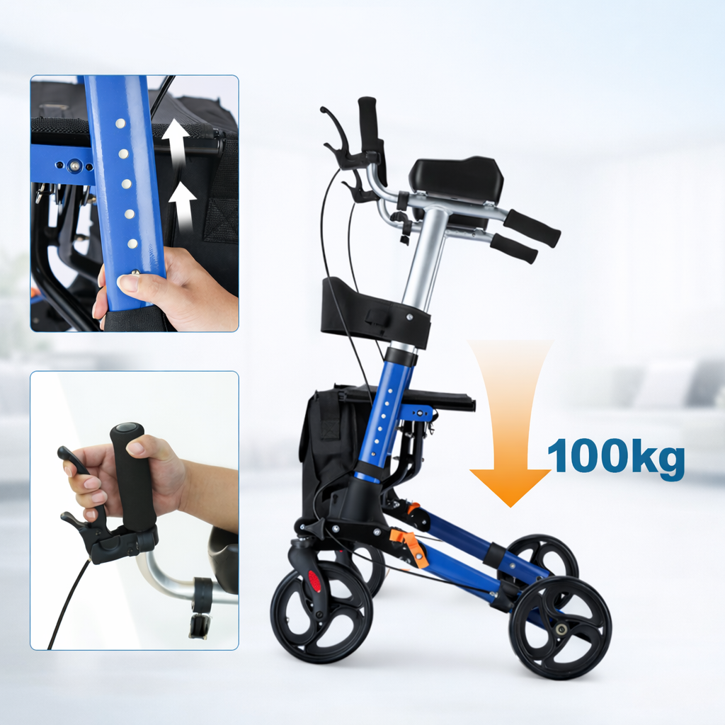 ByteTecpeak R2 Rollator Leggero con Seduta, Pieghevole e Regolabile in Altezza fino a 100 kg