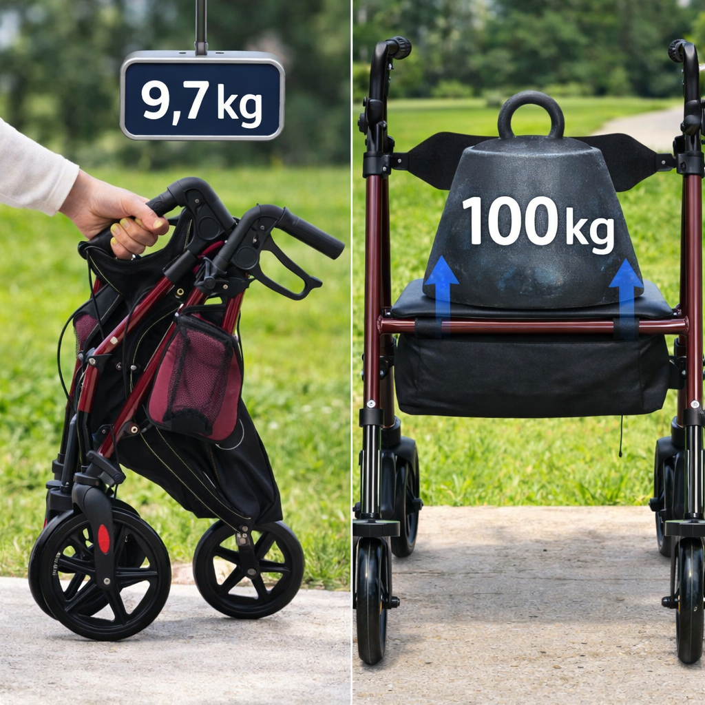 ByteTecpeak R4 Leichter Faltrollator mit Sitz - Kompakt und Praktisch für Mehr Mobilität