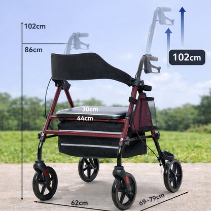 ByteTecpeak R4 Leichter Faltrollator mit Sitz - Kompakt und Praktisch für Mehr Mobilität