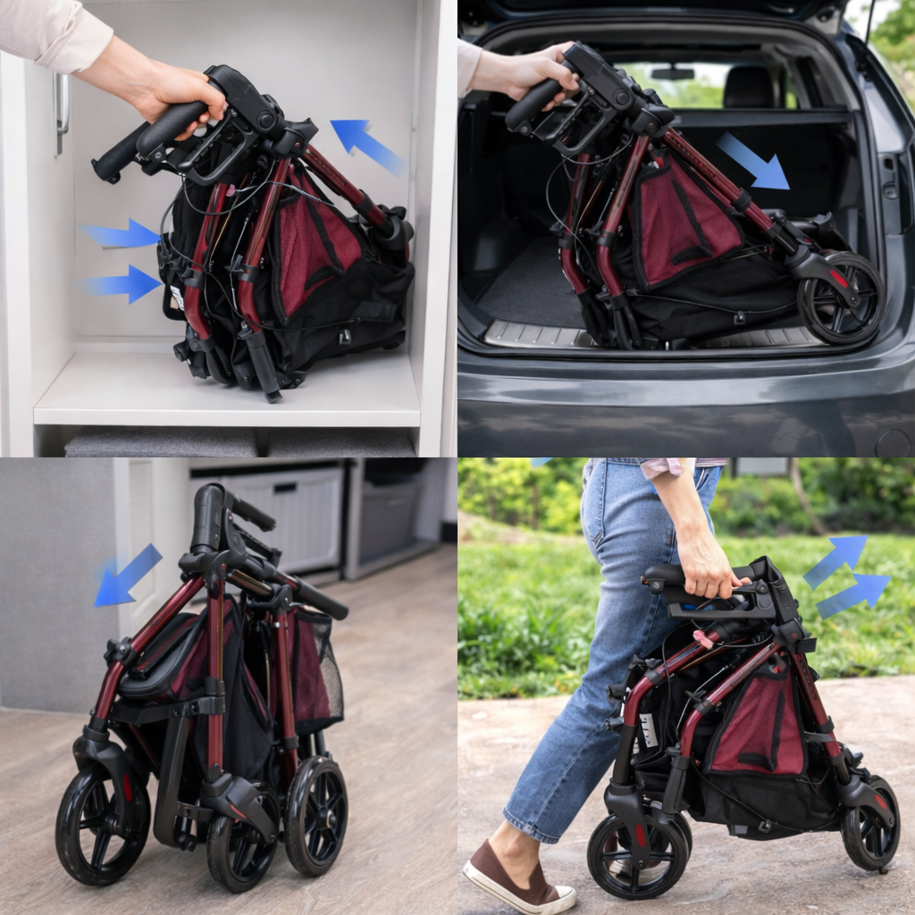 ByteTecpeak R4 Leichter Faltrollator mit Sitz - Kompakt und Praktisch für Mehr Mobilität