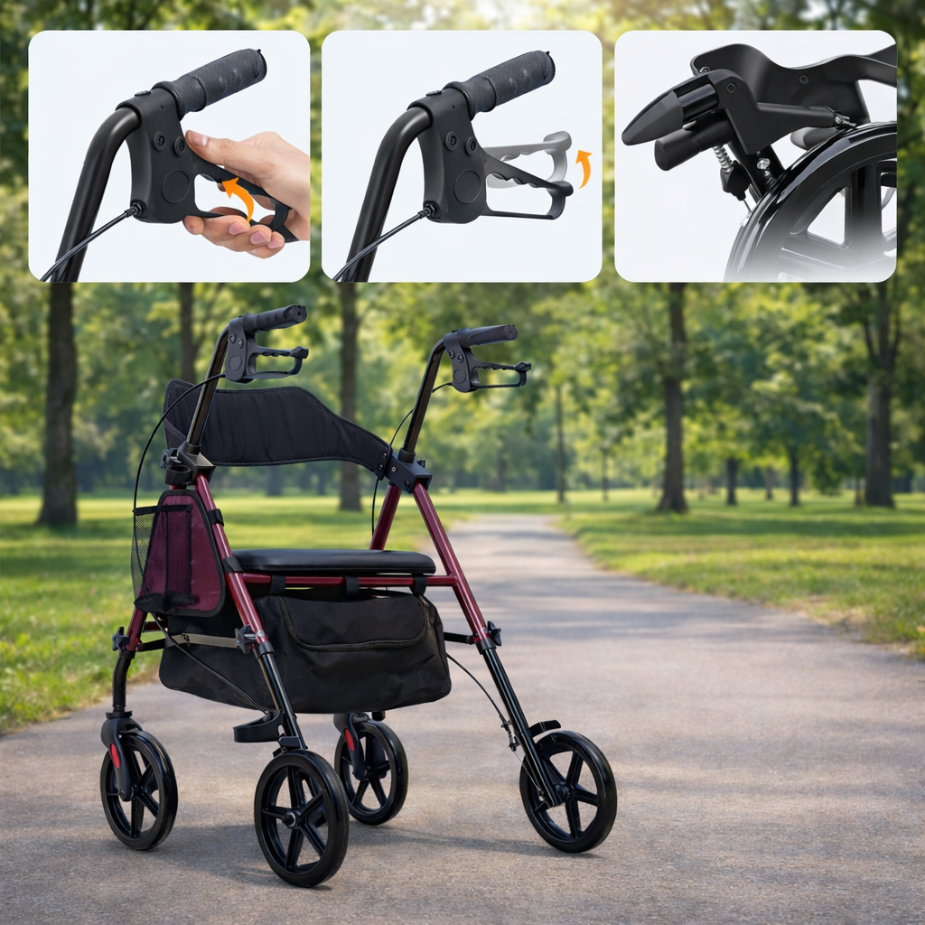 ByteTecpeak R4 Leichter Faltrollator mit Sitz - Kompakt und Praktisch für Mehr Mobilität