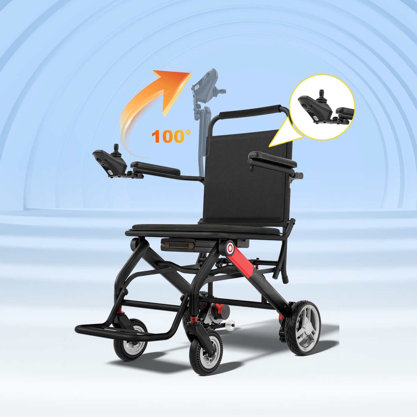 ByteTecpeak-D01 Rollstuhl, wiegt 14.1kg, Ultraleichter Elektrischer Rollstuhl