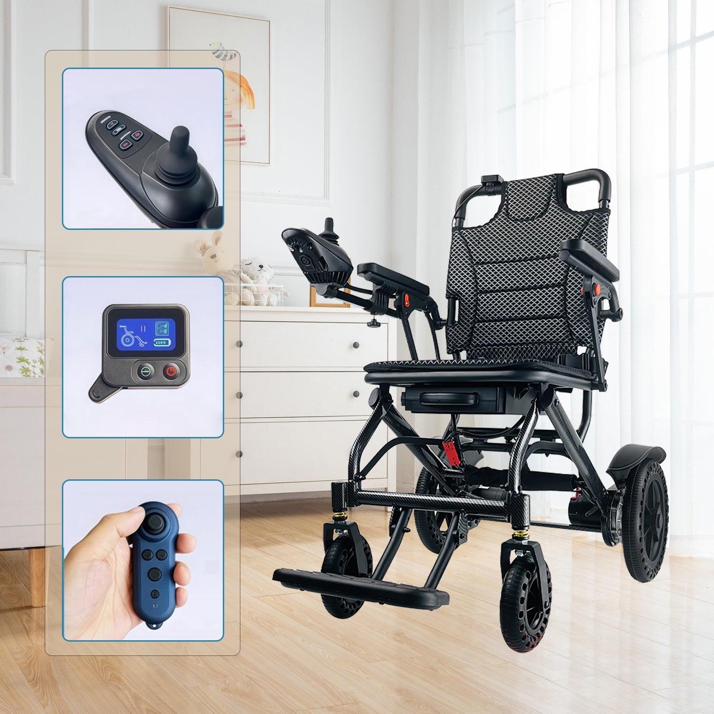ByteTecpeak D04 opvouwbare elektrische rolstoel met joystick voor drievoudige bediening, 20 km bereik