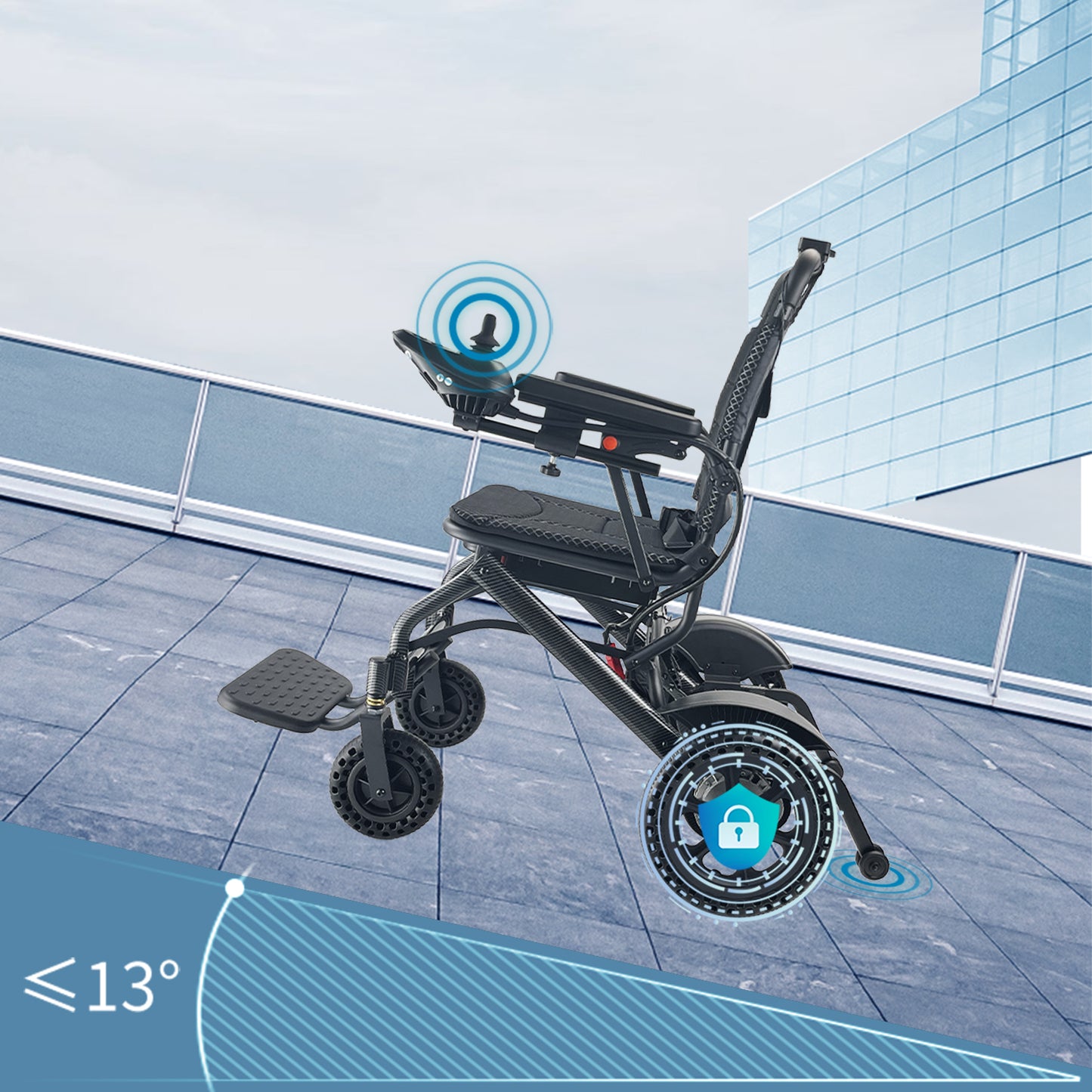 ByteTecpeak D04 opvouwbare elektrische rolstoel met joystick voor drievoudige bediening, 20 km bereik
