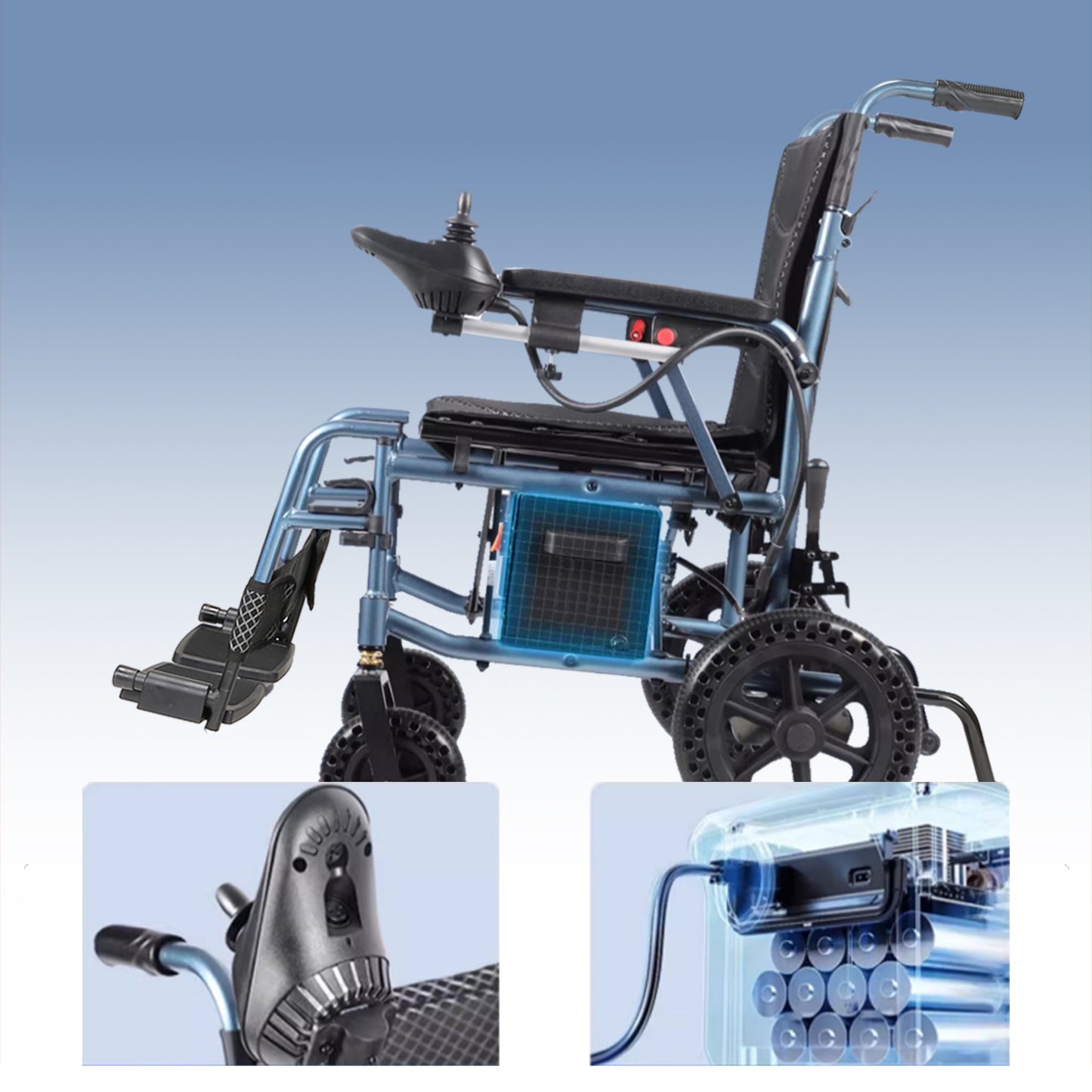 ByteTecpeak D08 Összecsukható Elektromos Kerekesszék – 500W motor, 10Ah lítium akkumulátor, Teherbírás 150 kg, Hatótáv 20 km