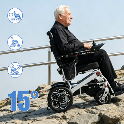 ByteTecpeak D10 Faltbar E-Rollstuhl – 12Ah Akku, Bis 150 kg belastbar,20 km Reichweite