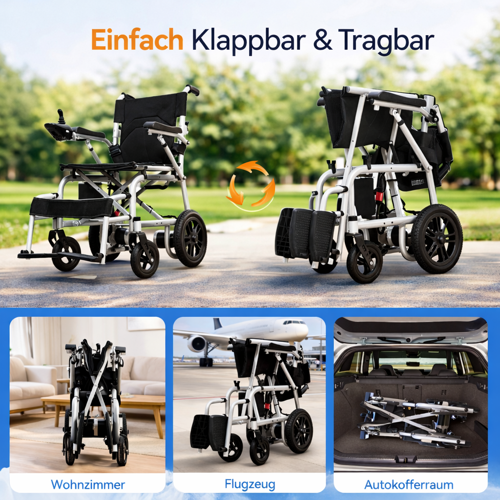 ByteTecpeak D12 Elektrorollstuhl – leicht, faltbar 20 km Reichweite