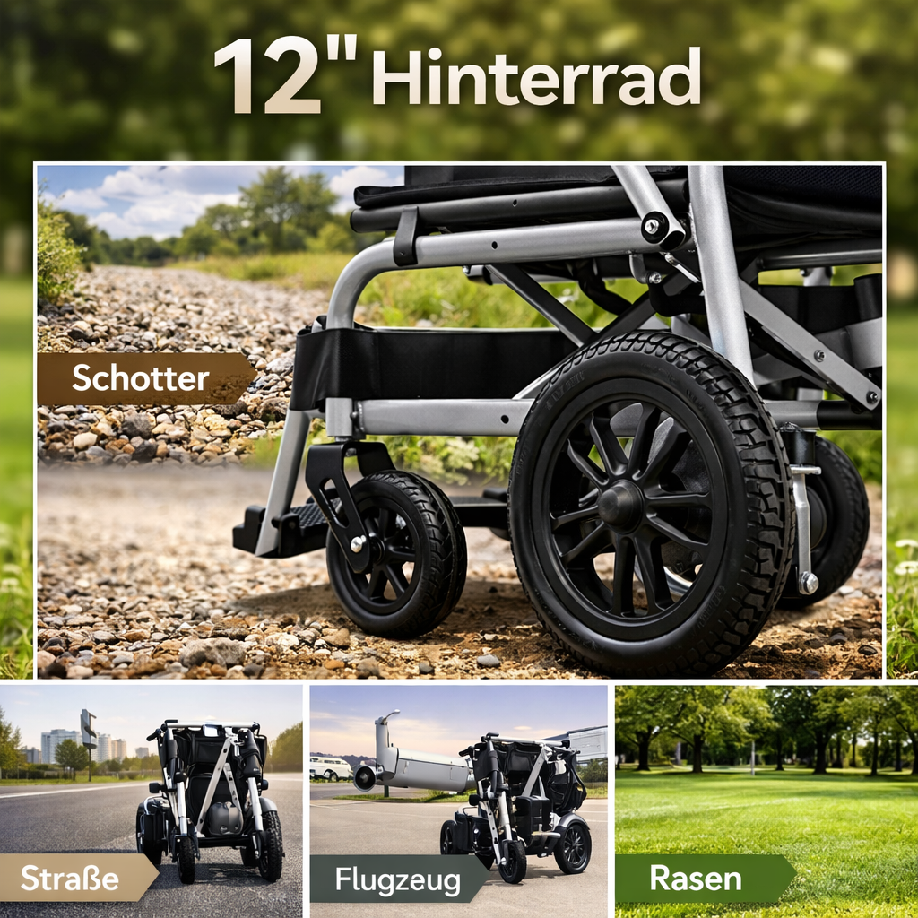ByteTecpeak D12 Elektrorollstuhl – leicht, faltbar 20 km Reichweite