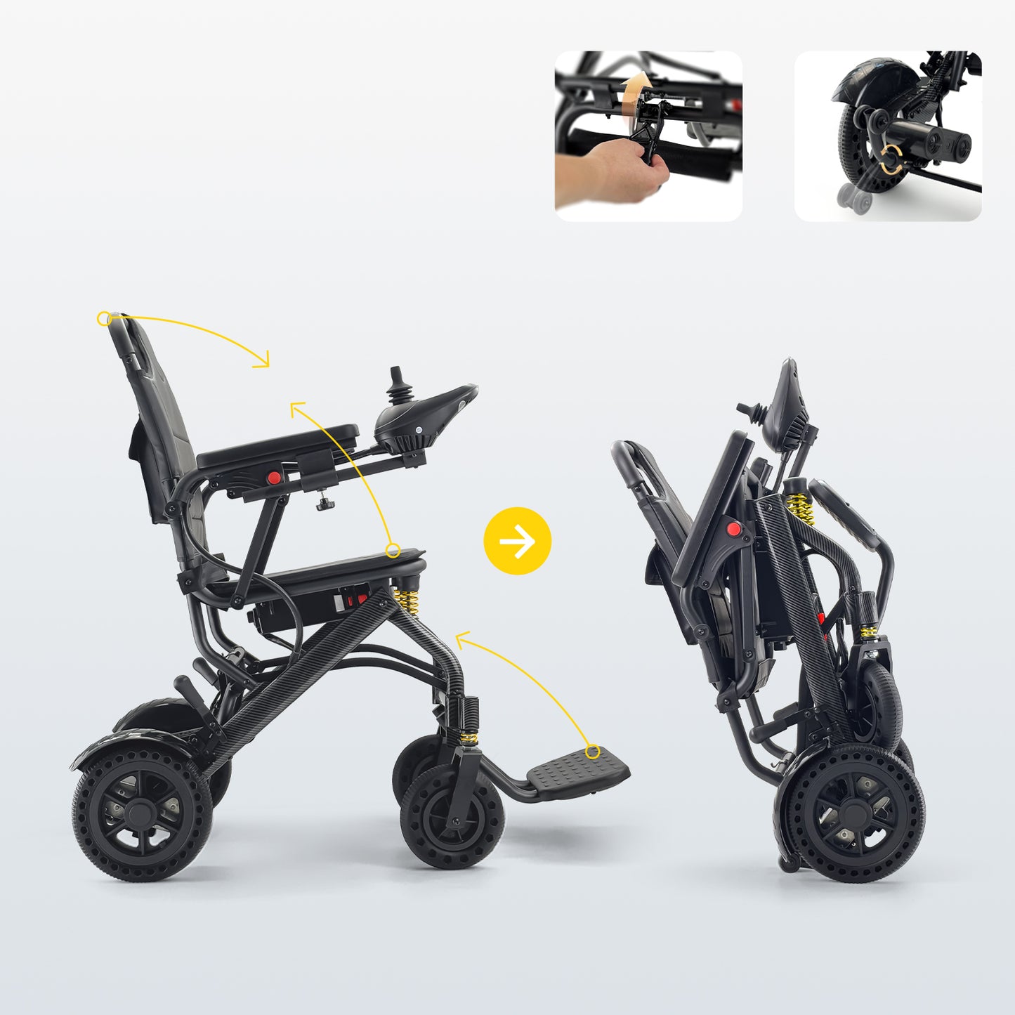 ByteTecpeak D13 ultraleichter, zusammenklappbarer Elektrische Rollstühle - Zwei 10Ah Akku lange Reichweite