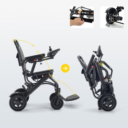 ByteTecpeak D13 ultraleichter, zusammenklappbarer Elektrische Rollstühle - Zwei 10Ah Akku lange Reichweite