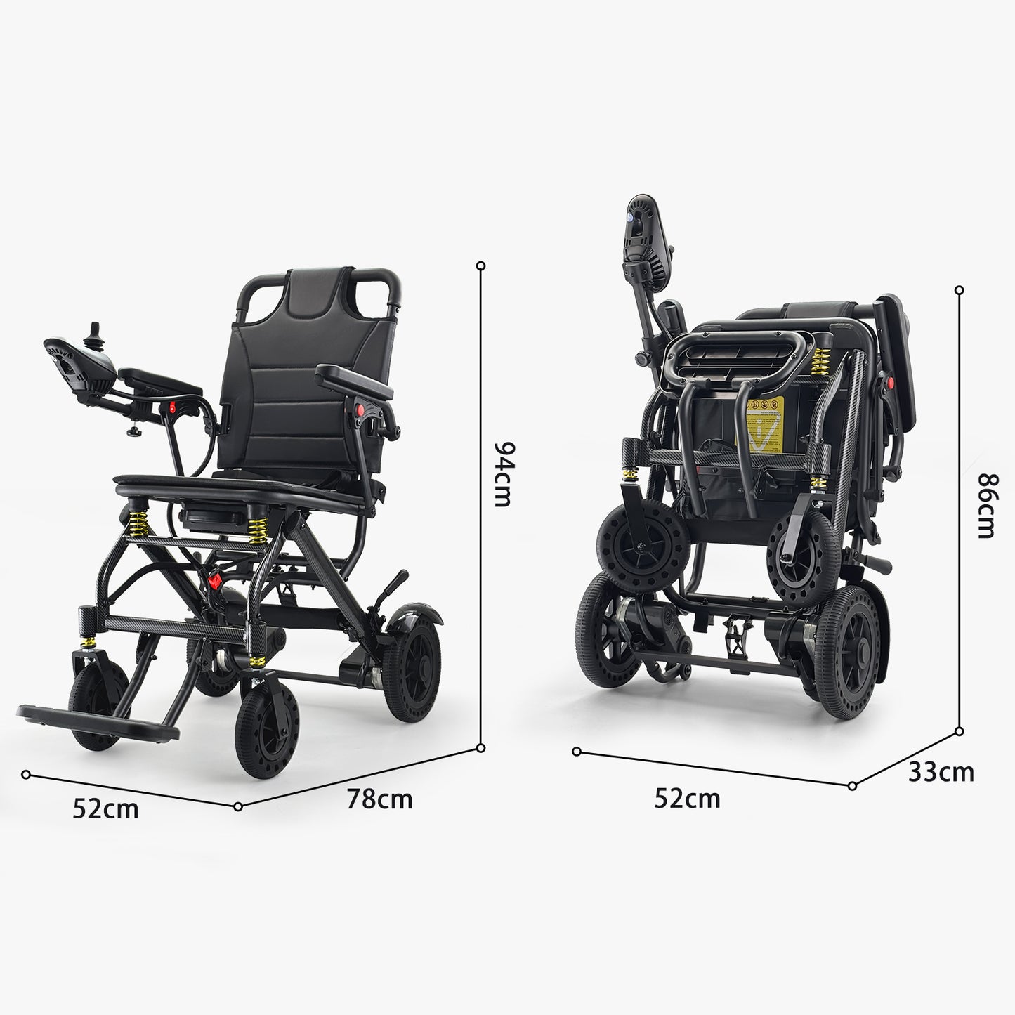 ByteTecpeak D13 ultraleichter, zusammenklappbarer Elektrische Rollstühle - Zwei 10Ah Akku lange Reichweite