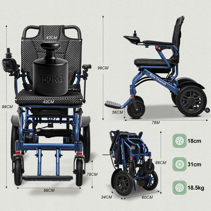 ByteTecpeak D14 Összecsukható Elektromos Kerekesszék 18,5 kg – 500 W, 12 Ah Lítium Akkumulátor