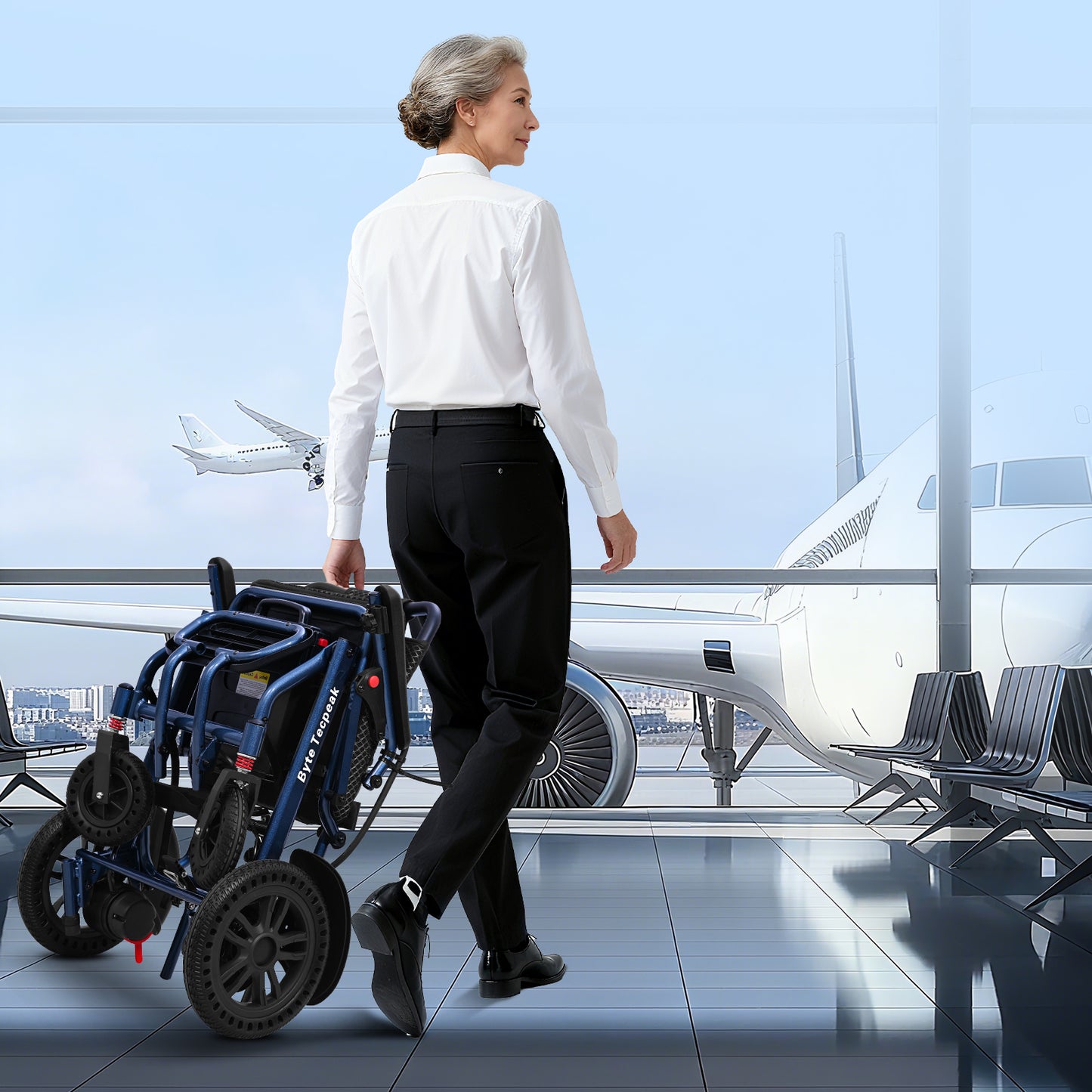ByteTecpeak D14 Összecsukható Elektromos Kerekesszék 18,5 kg – 500 W, 12 Ah Lítium Akkumulátor
