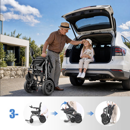 ByteTecpeak D14 Lightweight Electric Wheelchair – 20km Range, 500W Motor, 12Ah Battery