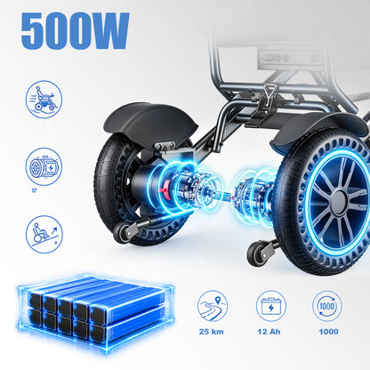 ByteTecpeak D14 Lightweight Electric Wheelchair – 20km Range, 500W Motor, 12Ah Battery