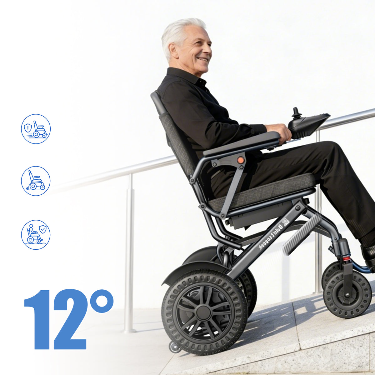 ByteTecpeak D14 Lightweight Electric Wheelchair – 20km Range, 500W Motor, 12Ah Battery