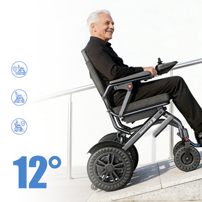 ByteTecpeak D14 Lightweight Electric Wheelchair – 20km Range, 500W Motor, 12Ah Battery