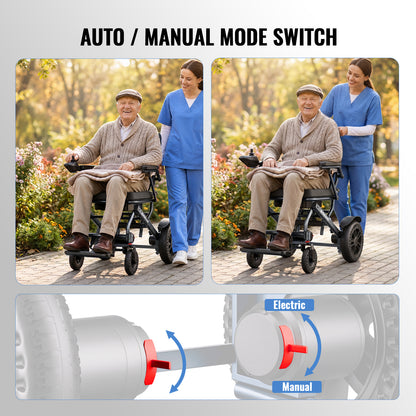 ByteTecpeak D14 Lightweight Electric Wheelchair – 20km Range, 500W Motor, 12Ah Battery