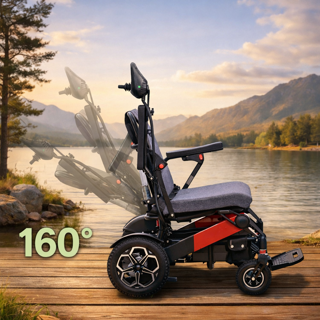 ByteTecpeak D15 Faltbarer Elektrorollstuhl 500W, 12Ah,20Km,Liegefunktion,Verstellbaren Rückenlehne