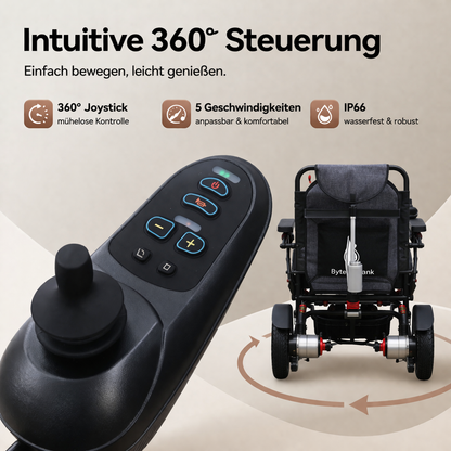 ByteTecpeak D15 Faltbarer Elektrorollstuhl 500W, 12Ah,20Km,Liegefunktion,Verstellbaren Rückenlehne