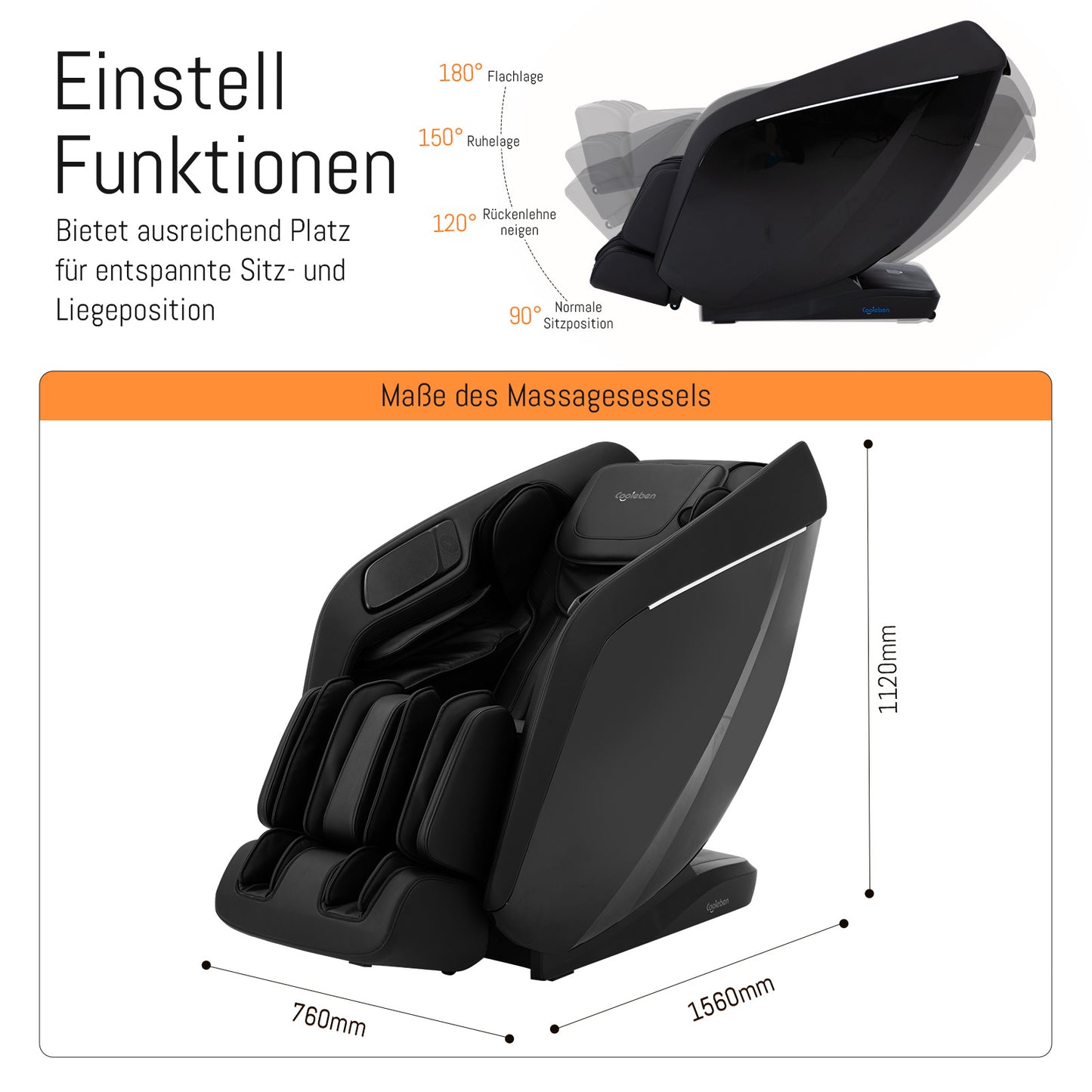 A325 Black Massage Chair with Dual-Core Massage and Full-Body Massage