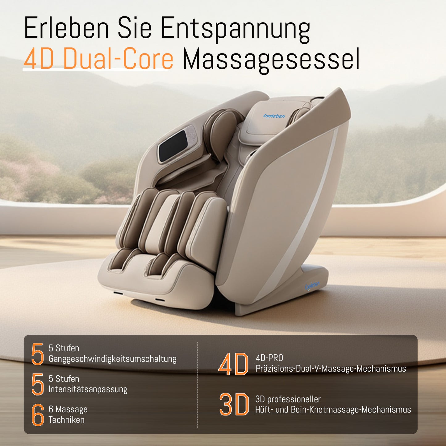A325 Beige mit Dual-Core-Massage und Ganzkörpermassage Massagesessel