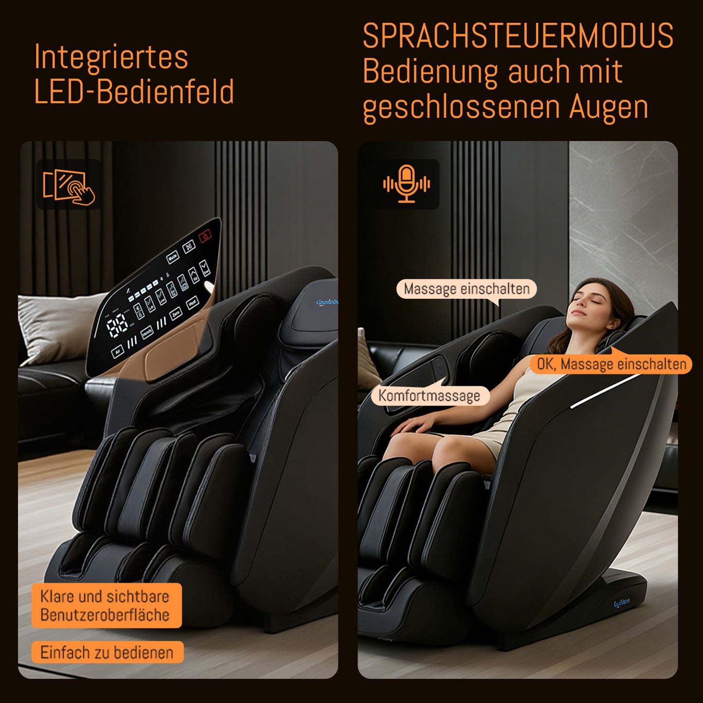 A325 Black Massage Chair with Dual-Core Massage and Full-Body Massage