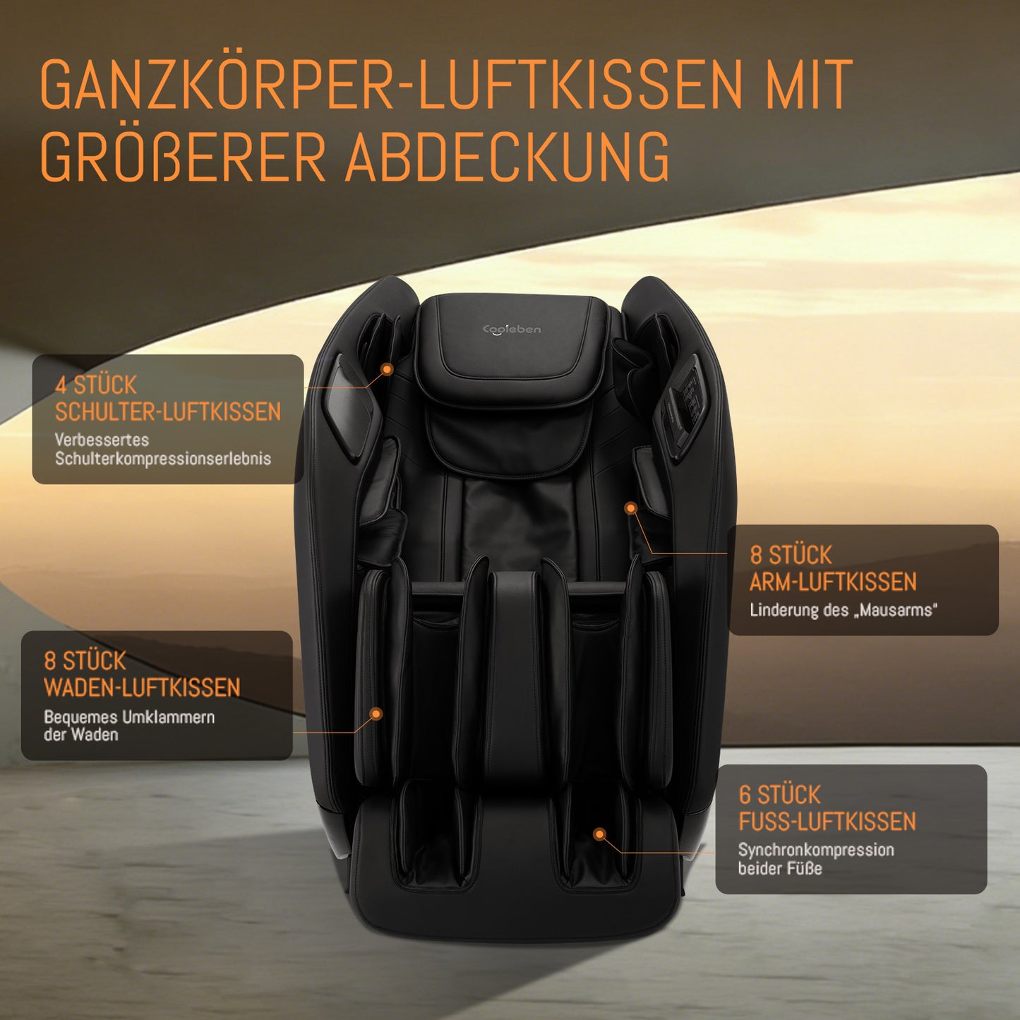 A325 Black Massage Chair with Dual-Core Massage and Full-Body Massage