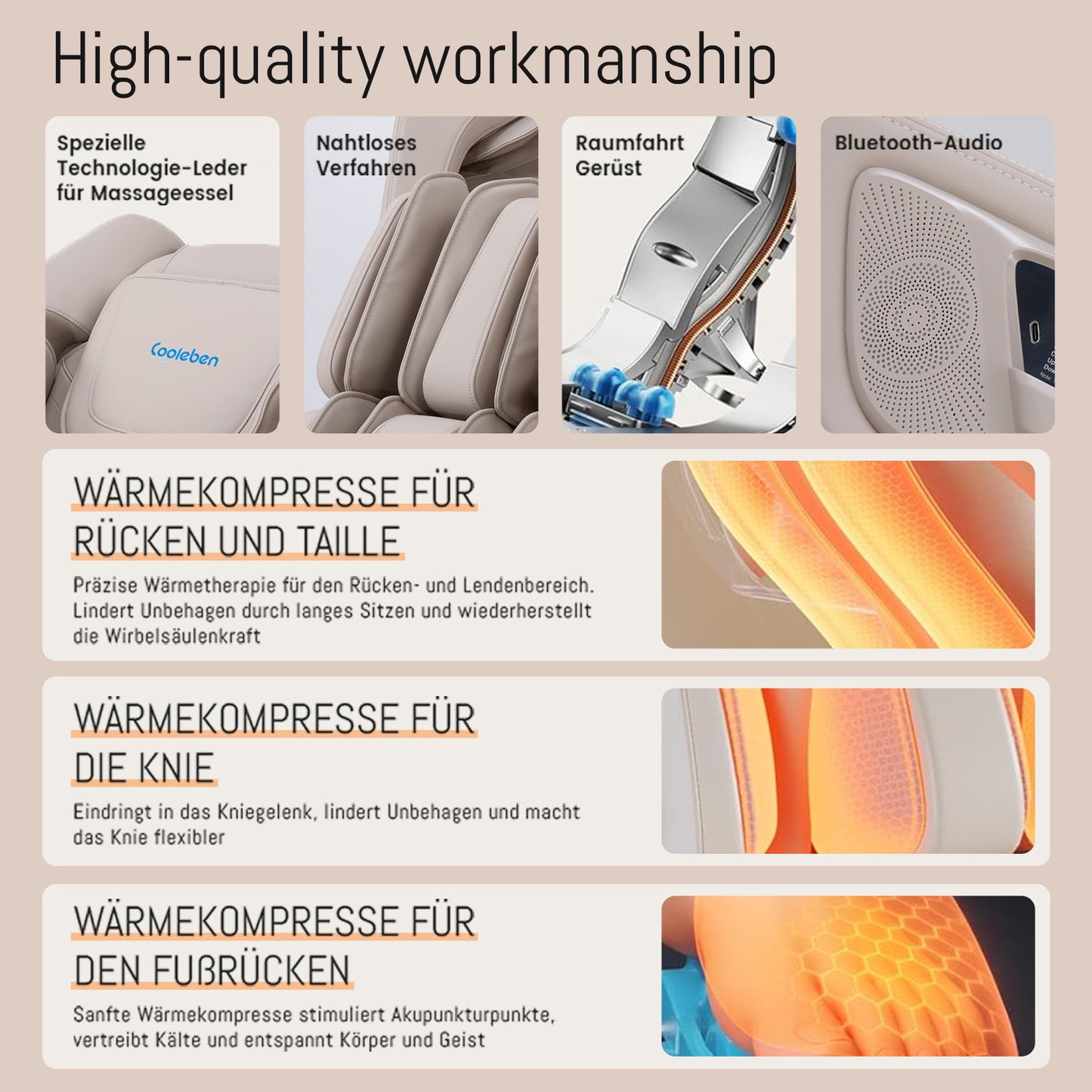 A325 Beige mit Dual-Core-Massage und Ganzkörpermassage Massagesessel