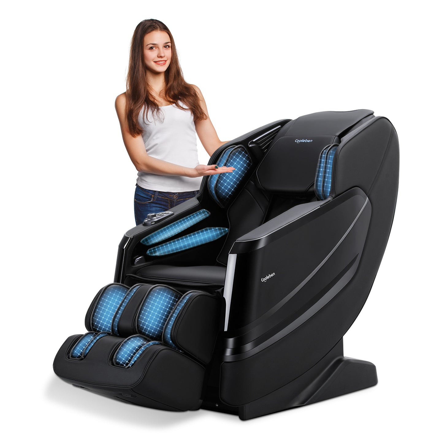 Sillón de masaje A351 negro con gravedad cero, control por voz y función de calefacción