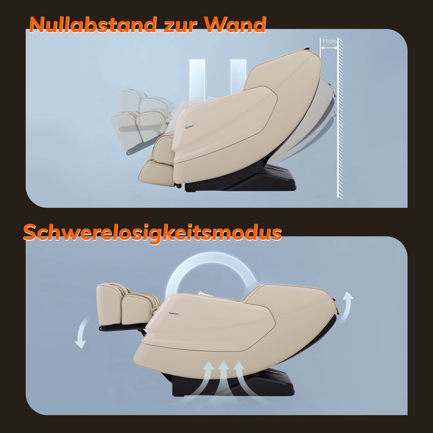 A351 Beige mit Zero Gravity, Sprachsteuerung und Heizfunktion Massagesessel