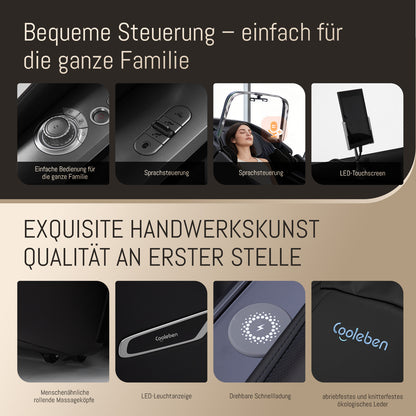 A553 Schwarz mit Dual-Core-Rückenmassage und Sprachsteuerung Massagesessel