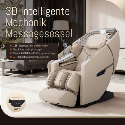 A553 Beige Massage Chair with Dual-Core Back Massage and Voice Control