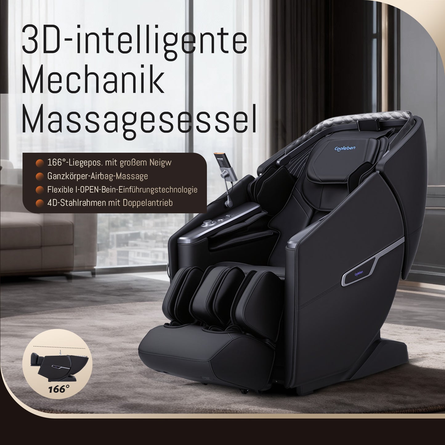 A553 Schwarz mit Dual-Core-Rückenmassage und Sprachsteuerung Massagesessel