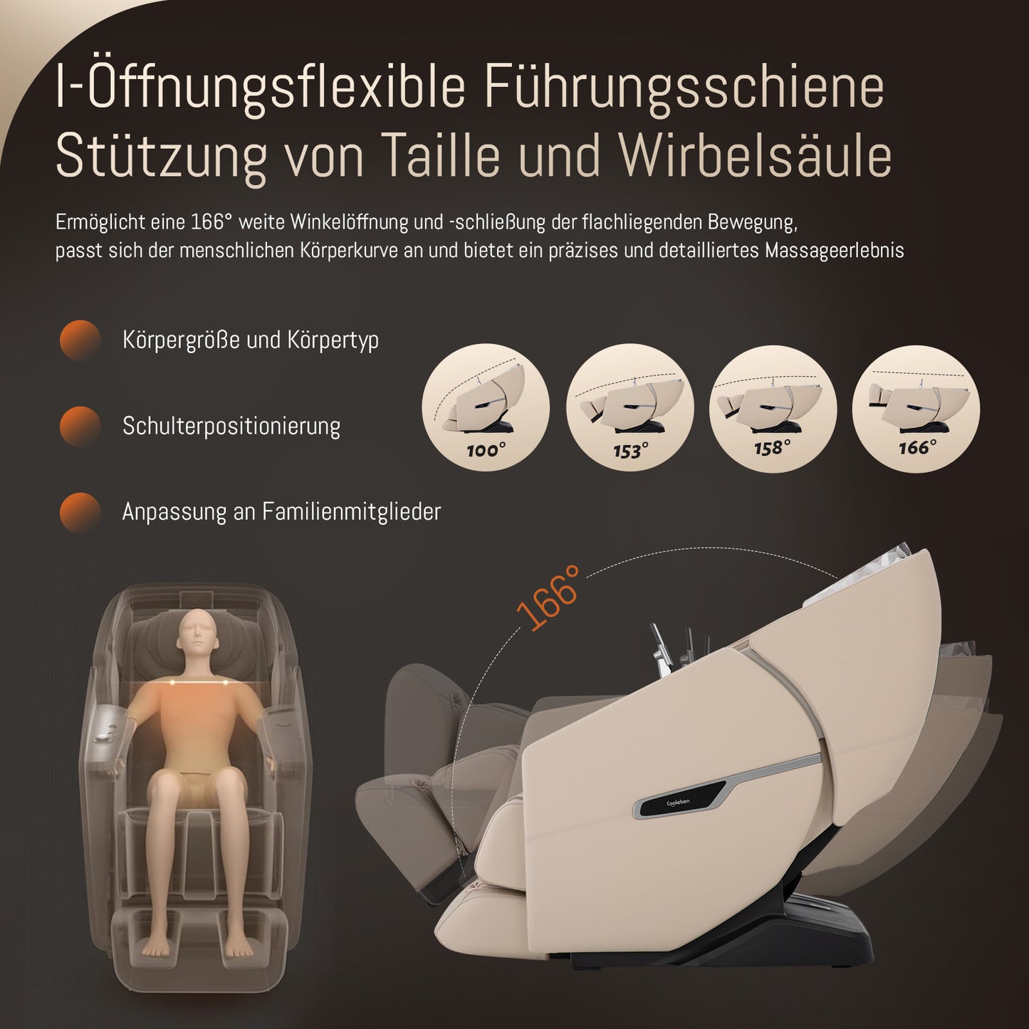 A553 Beige Massage Chair with Dual-Core Back Massage and Voice Control