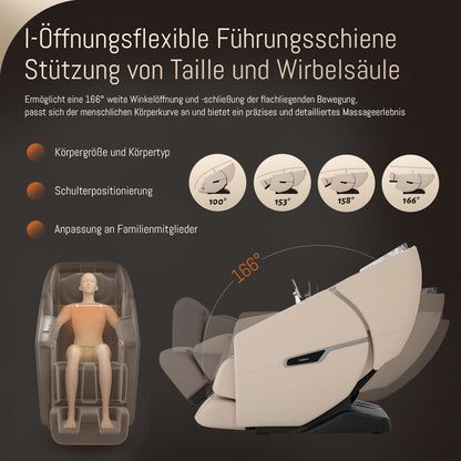 A553 Beige Massage Chair with Dual-Core Back Massage and Voice Control