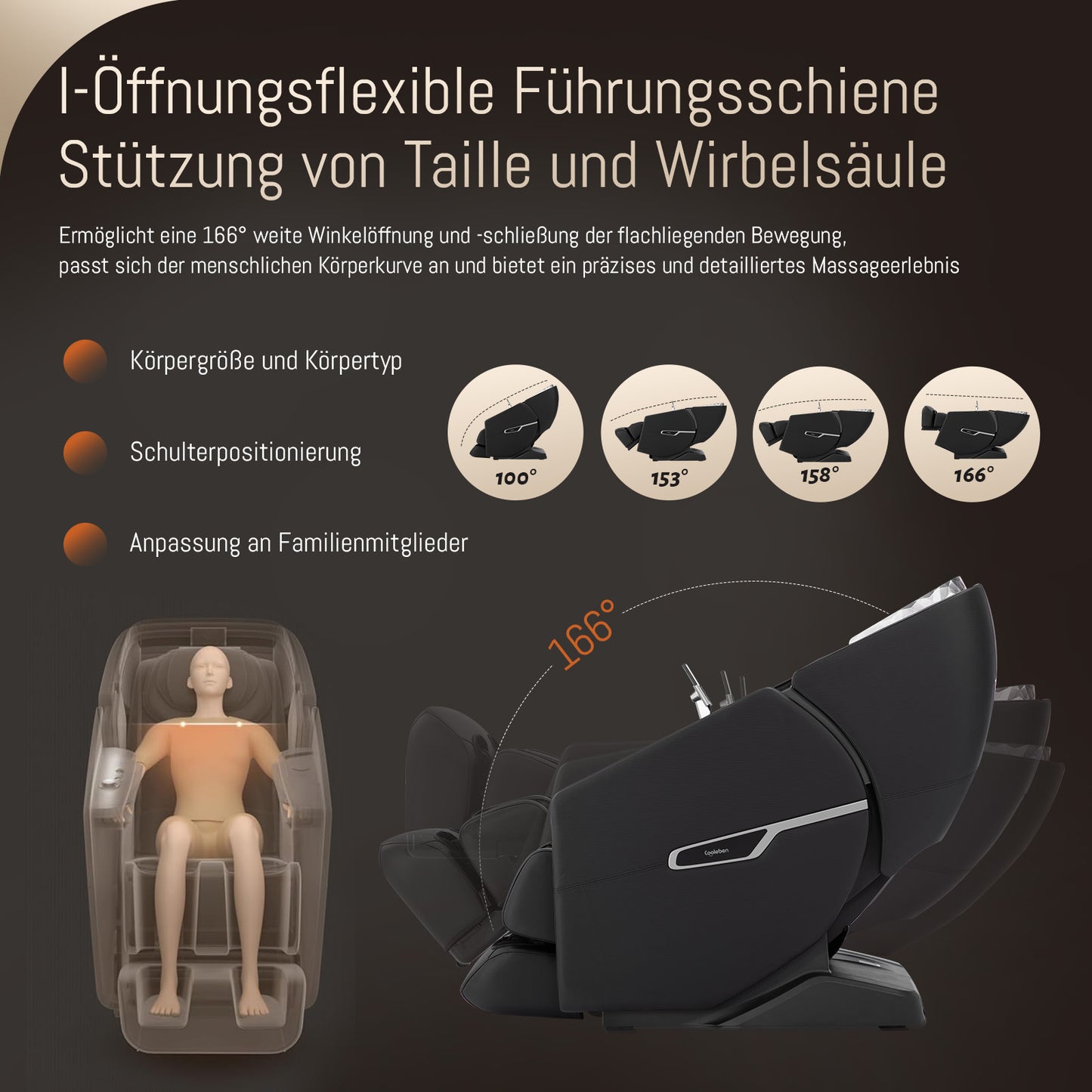 A553 Schwarz mit Dual-Core-Rückenmassage und Sprachsteuerung Massagesessel