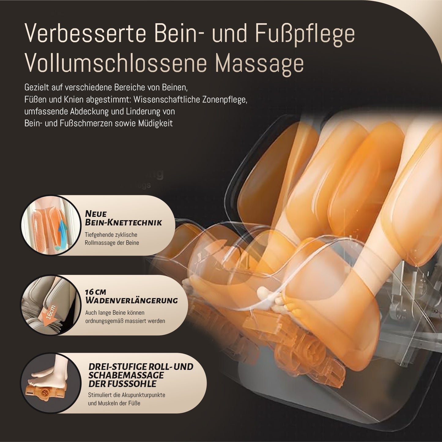 A553 Schwarz mit Dual-Core-Rückenmassage und Sprachsteuerung Massagesessel