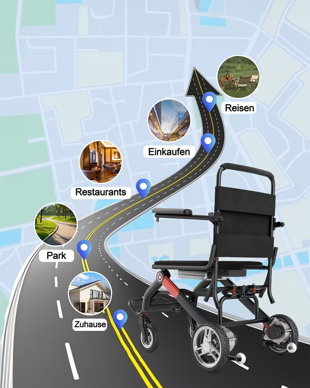 ByteTecpeak-D01 Rollstuhl, wiegt 14.1kg, Ultraleichter Elektrischer Rollstuhl, Faltbar Elektrorollstuhl, 20km Reichweite, Herausnehmbare 12Ah Lithium Batterie, für Wohnung
