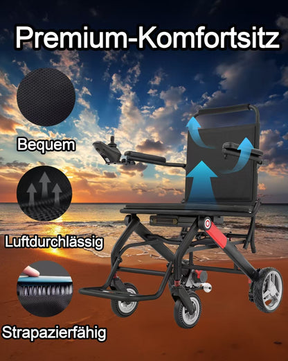 ByteTecpeak-D01 Rollstuhl, wiegt 14.1kg, Ultraleichter Elektrischer Rollstuhl, Faltbar Elektrorollstuhl, 20km Reichweite, Herausnehmbare 12Ah Lithium Batterie, für Wohnung